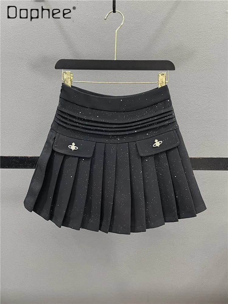 Temperament Sweet Sequined Beaded Pleated Skirt Women Spring Summer New Preppy Style High Waist Slim A-line Skirts All Match
Temperament Sweet Sequined Beaded Pleated Skirt Women Spring Summer New Preppy Style High Waist Slim A-line Skirts All Match