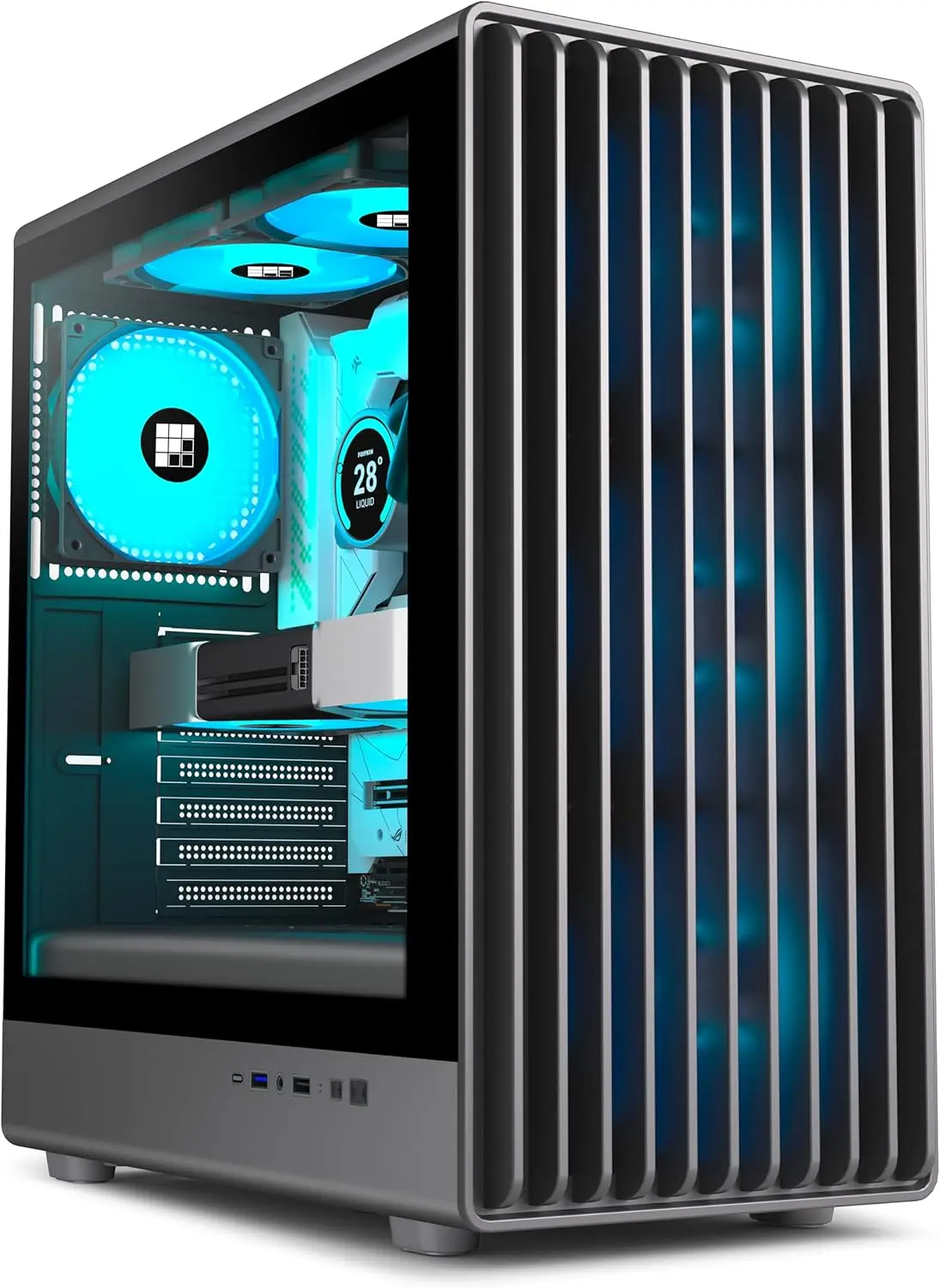 ATX Mid-Tower PC Case with 6 Pre-Installed PWM ARGB Fans (3x120mm, 3x140mm), 240mm Radiator Support, Type-C, Black
ATX Mid-Tower PC Case with 6 Pre-Installed PWM ARGB Fans (3x120mm, 3x140mm), 240mm Radiator Support, Type-C, Black