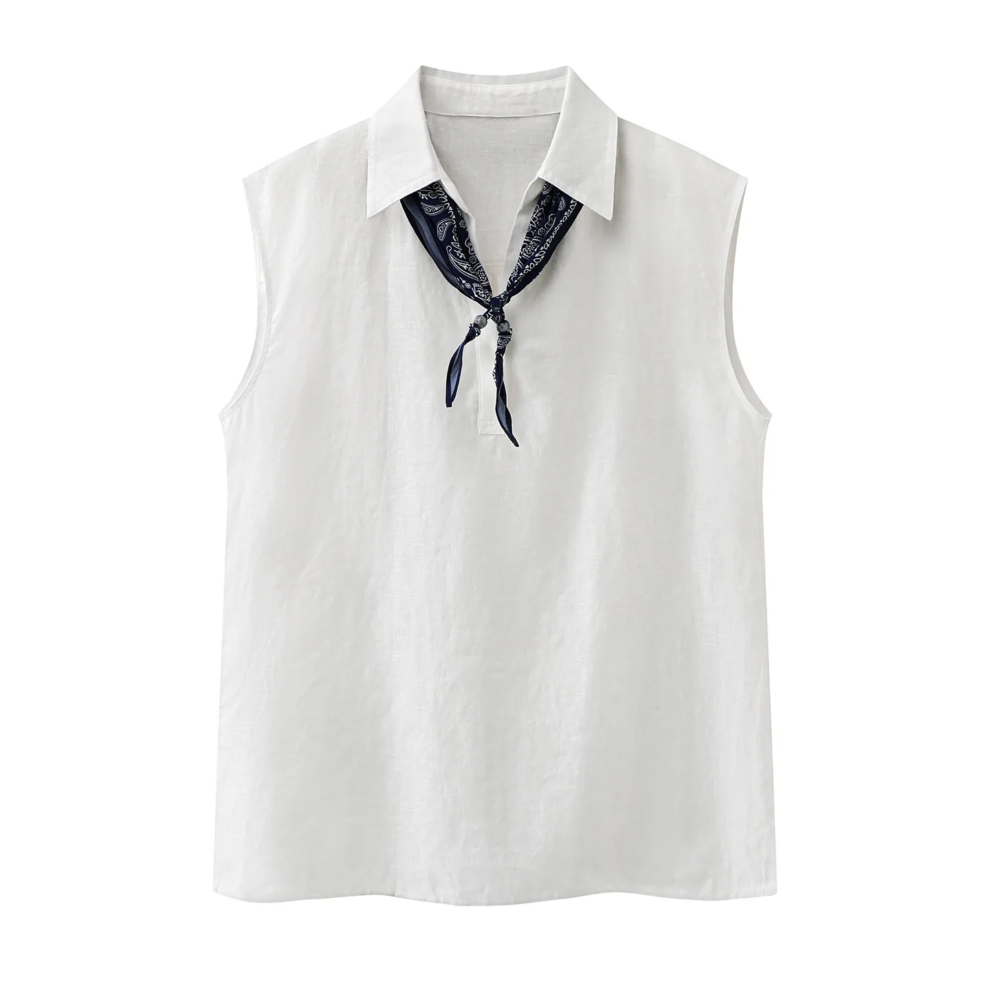 Summer Silk Scarf Bow Tie Collar Design Simple Stylish Loose Sleeveless Shirt Top for Women Breathable Casual Style
Summer Silk Scarf Bow Tie Collar Design Simple Stylish Loose Sleeveless Shirt Top for Women Breathable Casual Style
