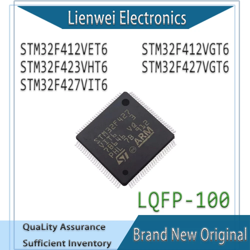 100% New Original STM32F412VET6 STM32F412VGT6 STM32F423VHT6 STM32F427VGT6 STM32F427VIT6 IC MCU Chipset LQFP-100
100% New Original STM32F412VET6 STM32F412VGT6 STM32F423VHT6 STM32F427VGT6 STM32F427VIT6 IC MCU Chipset LQFP-100