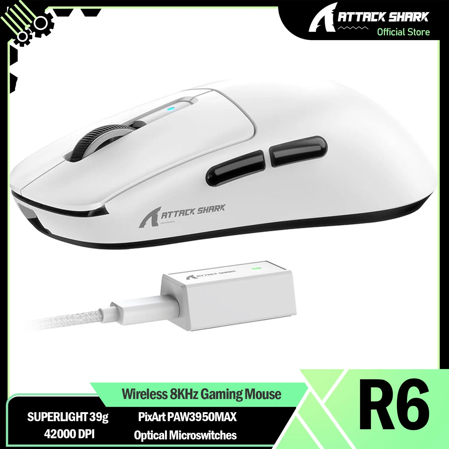 Беспроводная игровая мышь ATTACK SHARK R6 8 кГц, SUPERLIGHT 39 г, MCU Nordic 52840, игровой датчик PixArt PAW3950MAX, 42000 точек на дюйм
Беспроводная игровая мышь ATTACK SHARK R6 8 кГц, SUPERLIGHT 39 г, MCU Nordic 52840, игровой датчик PixArt PAW3950MAX, 42000 точек на дюйм