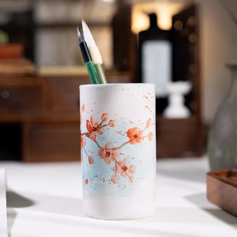 Hand-painted Plum Blossom Ceramic Brush Pot, Chinese Calligraphy Pen Holder, Traditional Painting Desk Organizer
Hand-painted Plum Blossom Ceramic Brush Pot, Chinese Calligraphy Pen Holder, Traditional Painting Desk Organizer