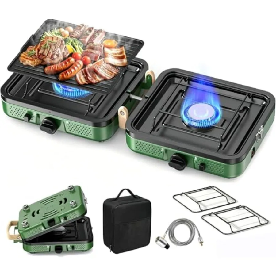 2 Burner Camping Stove, 10000 BTU Propane Camp Stove Portable Folding Gas Travel Stove Camping entials Gears Includes Grill, Ca
2 Burner Camping Stove, 10000 BTU Propane Camp Stove Portable Folding Gas Travel Stove Camping entials Gears Includes Grill, Ca