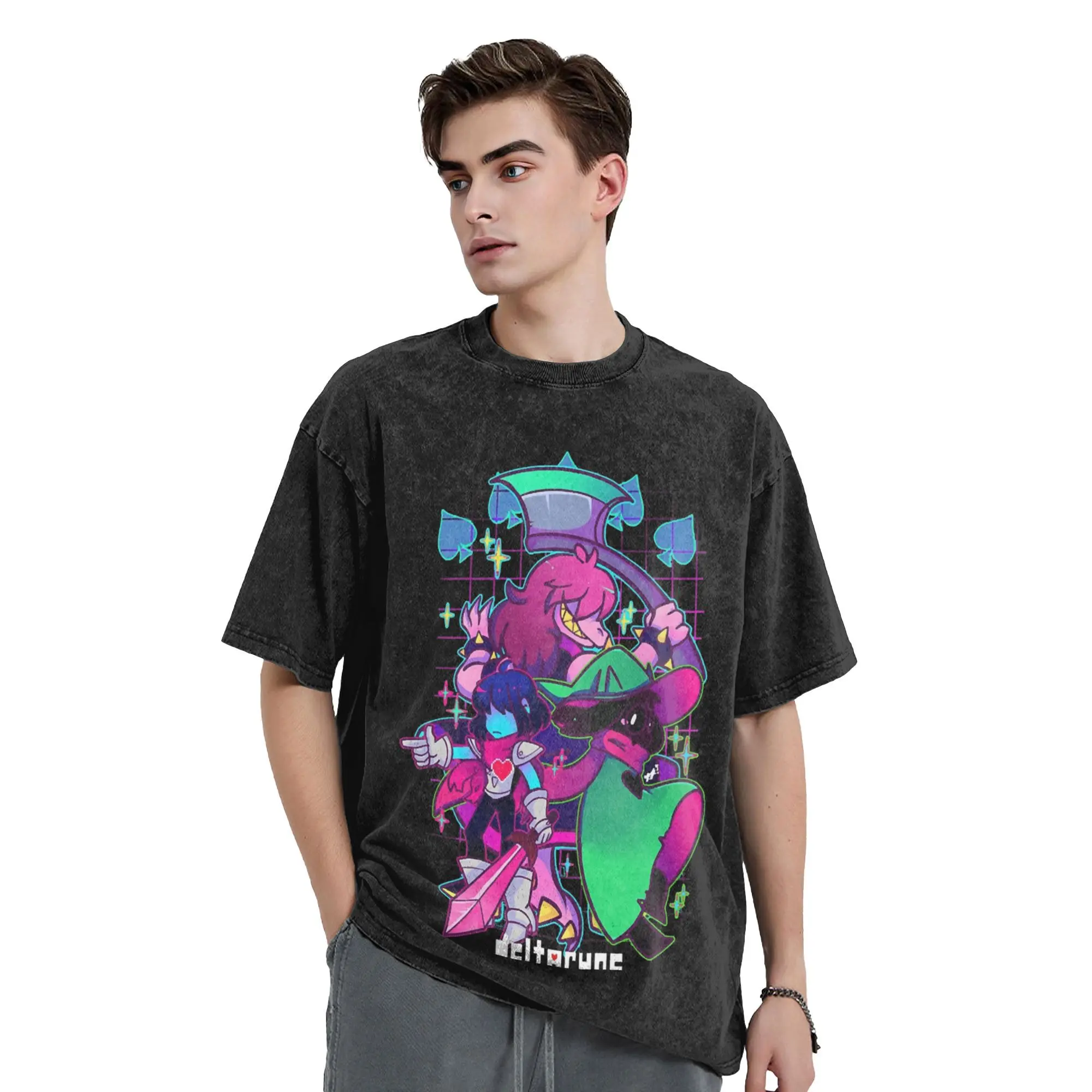 Washed T Shirt Deltarune Kris Ralsei Hip Hop Vintage T-Shirts High Street Streetwear Cotton Printed Tops Tees for Men Women
Washed T Shirt Deltarune Kris Ralsei Hip Hop Vintage T-Shirts High Street Streetwear Cotton Printed Tops Tees for Men Women