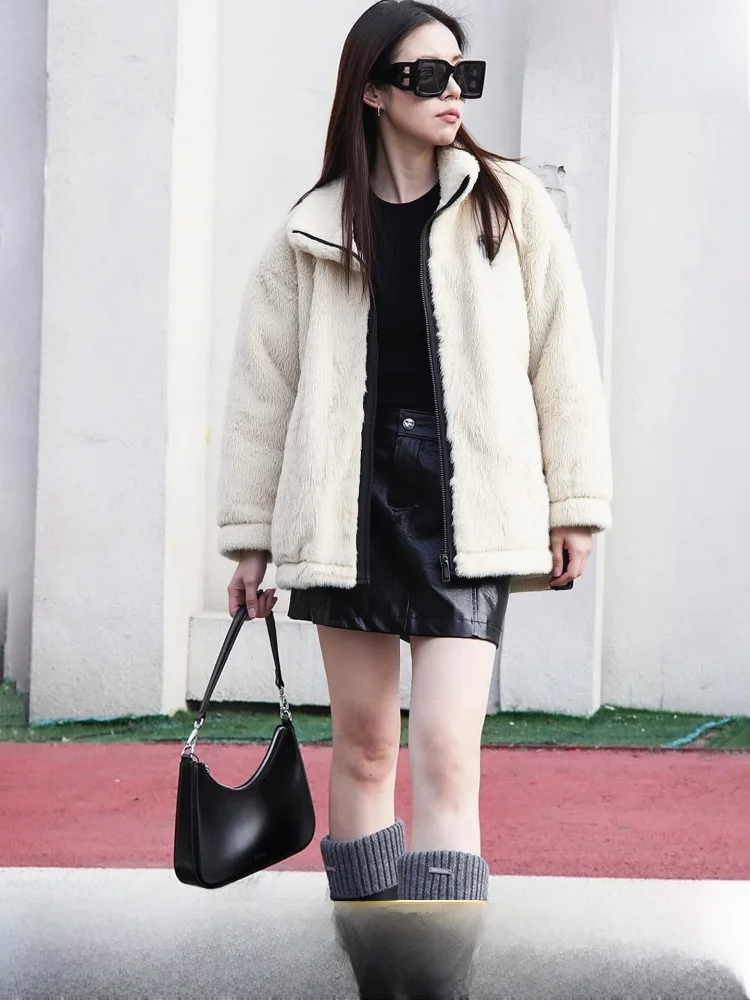 Warm Woolen Furry Collar Jaet Ladies' ort Outerwear Stand Fit Polyester Fiber Long Sve Winter Coat N Series
Warm Woolen Furry Collar Jaet Ladies' ort Outerwear Stand Fit Polyester Fiber Long Sve Winter Coat N Series