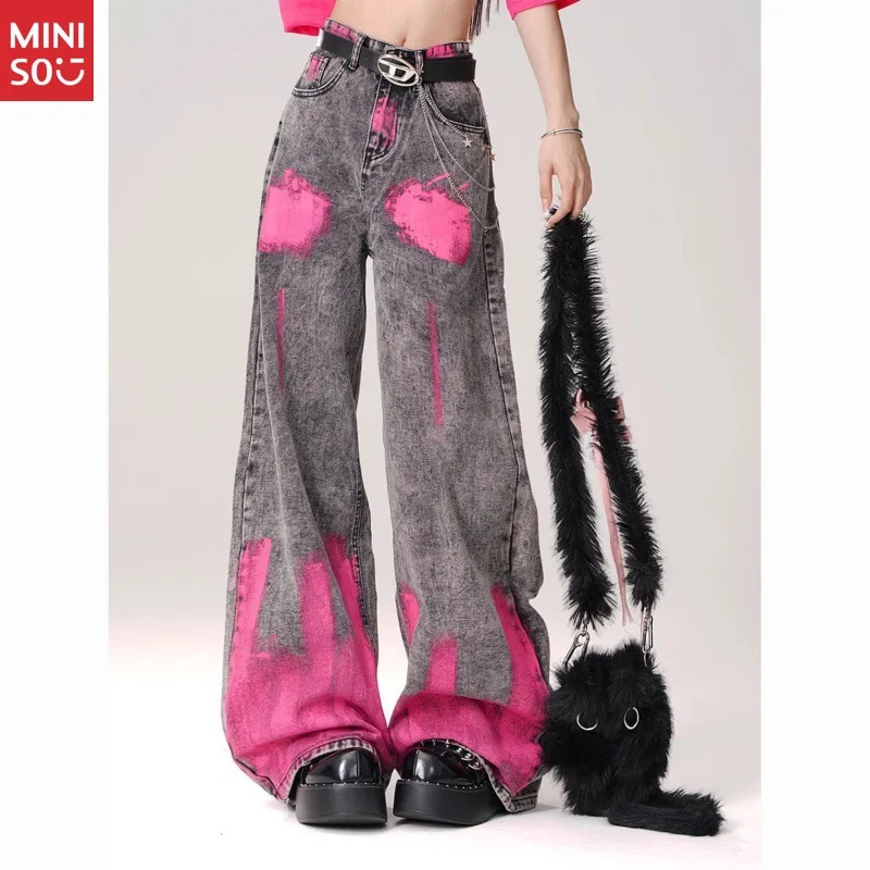 Miniso High Street Graffiti Jeans, High Waist Wide Leg Pants, Droppy Floor Length Trousers
Miniso High Street Graffiti Jeans, High Waist Wide Leg Pants, Droppy Floor Length Trousers