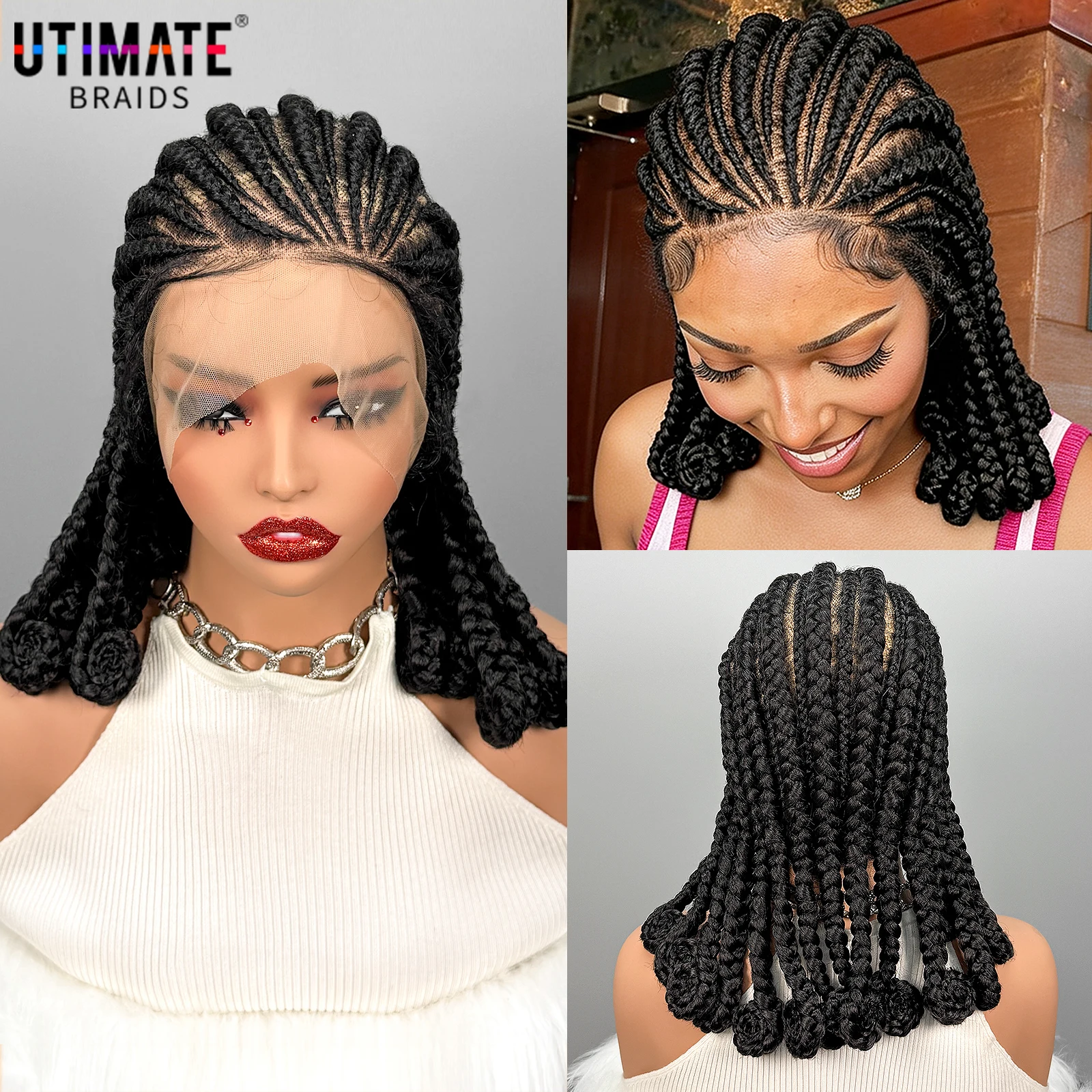 Handmade Synthetic Bantu Braiding Wigs Full Lace Natural Cornrow Braided Wigs for Black Women 16inch African Braids Hair Wigs
Handmade Synthetic Bantu Braiding Wigs Full Lace Natural Cornrow Braided Wigs for Black Women 16inch African Braids Hair Wigs