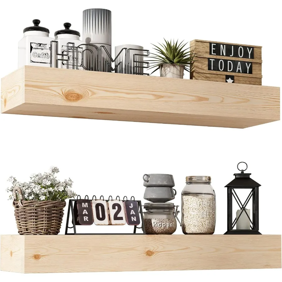 Wall Floating Shelves Rustic Wood Shelf for Wall Mounted - Wooden Handmade Shelves for Bathroom Kitchen Livingroom - No Stain -
Wall Floating Shelves Rustic Wood Shelf for Wall Mounted - Wooden Handmade Shelves for Bathroom Kitchen Livingroom - No Stain -