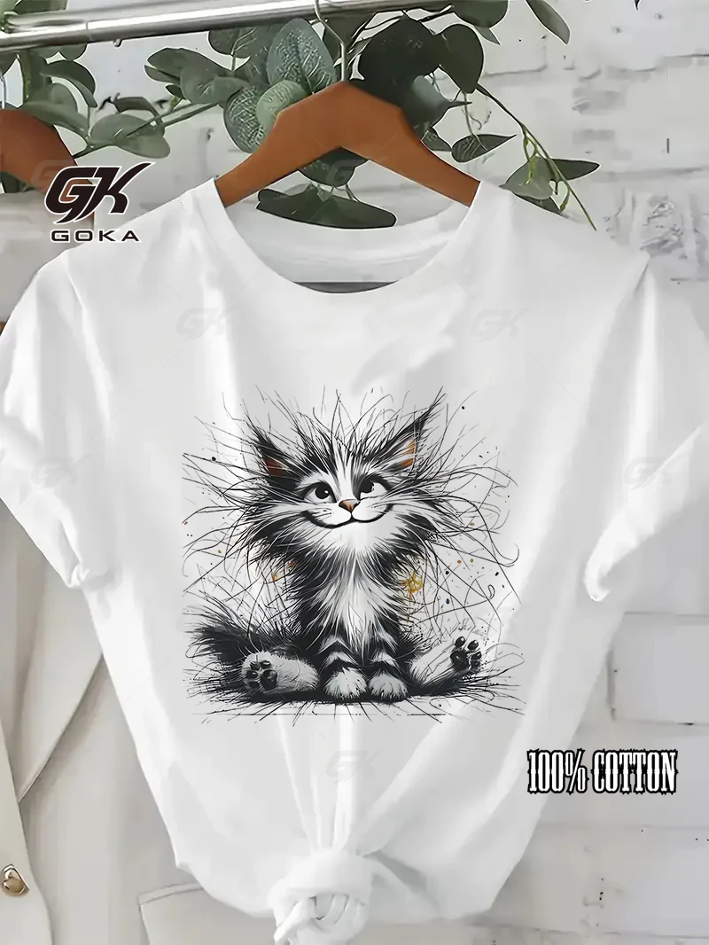 Art Kawaii Fuzzy Cat Short Sleeve T-Shirt Graphic Print Design Round Neck Tee Clothing Fashion T Shirt
Art Kawaii Fuzzy Cat Short Sleeve T-Shirt Graphic Print Design Round Neck Tee Clothing Fashion T Shirt