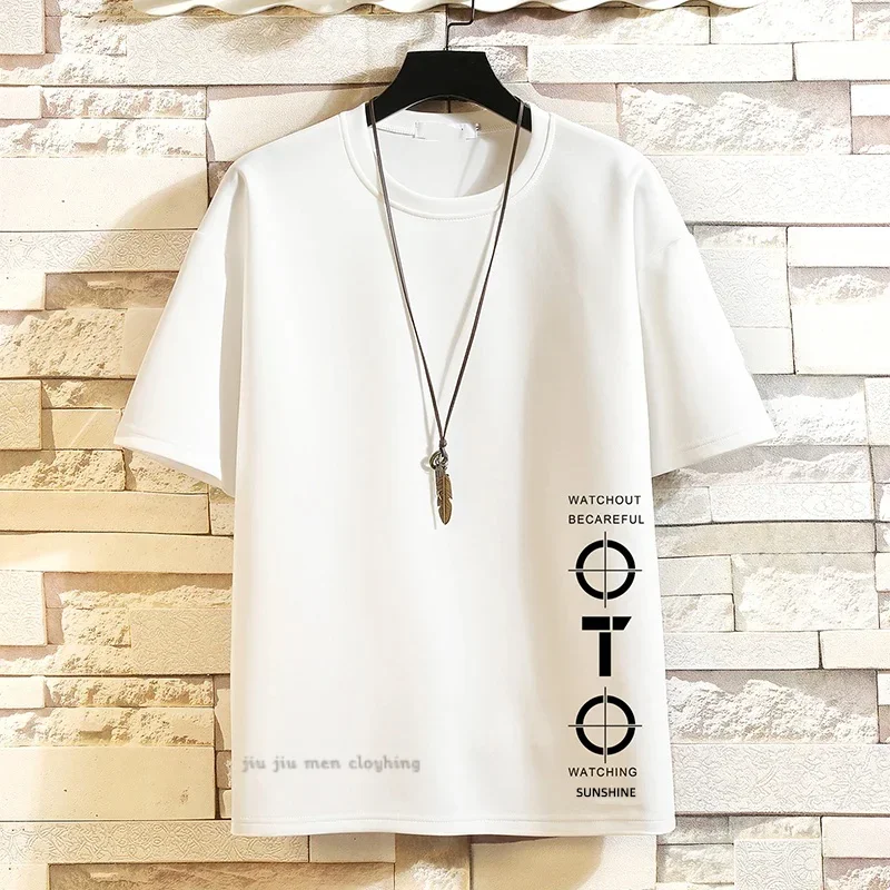 Summer fashion short-sleeved T-shirt for men, printed black and white T-shirt top, casual loose and fashionable round-neck T-shi
Summer fashion short-sleeved T-shirt for men, printed black and white T-shirt top, casual loose and fashionable round-neck T-shi