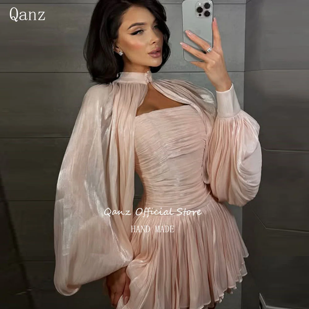 Qanz Glamorous Pink Prom Dresses Short A Line Crinkled Satin Strapless Robes De Soirée Detachable Sleeves Party Gowns Customized
Qanz Glamorous Pink Prom Dresses Short A Line Crinkled Satin Strapless Robes De Soirée Detachable Sleeves Party Gowns Customized