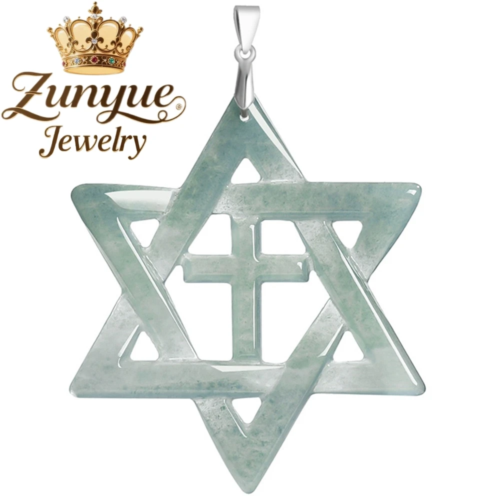Authentic Natural A-Grade Blue Water Jadeite Six-Pointed Star Cross Pendant S925 Silver Fashion Exquisite Popular Jewelry Gift
Authentic Natural A-Grade Blue Water Jadeite Six-Pointed Star Cross Pendant S925 Silver Fashion Exquisite Popular Jewelry Gift