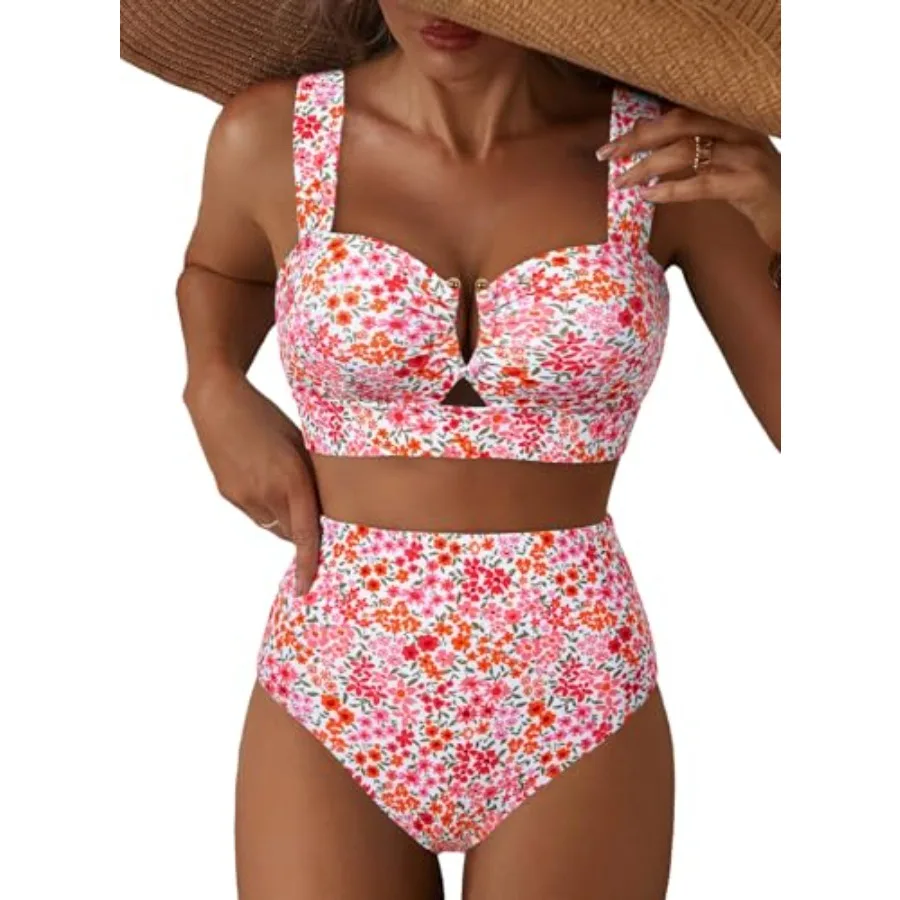 Herseas Women's 2 Pcs U Wire Cutout Bikini Sets Floral Print High Waisted Swimsuit 2026 Summer Beach Swim Bathing Suit
Herseas Women's 2 Pcs U Wire Cutout Bikini Sets Floral Print High Waisted Swimsuit 2026 Summer Beach Swim Bathing Suit