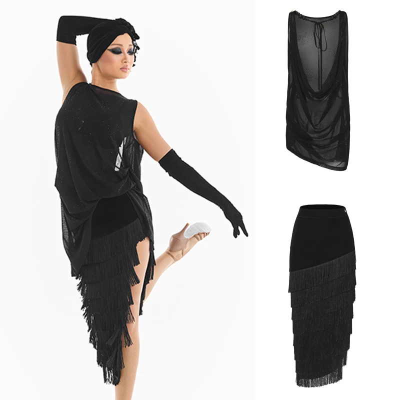DUYQ Ballroom Dance Performance Suits Women Chacha Latin Dance Costumes Sexy Mesh Latin Top Multi Layer Tassels Skirt SL14733
DUYQ Ballroom Dance Performance Suits Women Chacha Latin Dance Costumes Sexy Mesh Latin Top Multi Layer Tassels Skirt SL14733