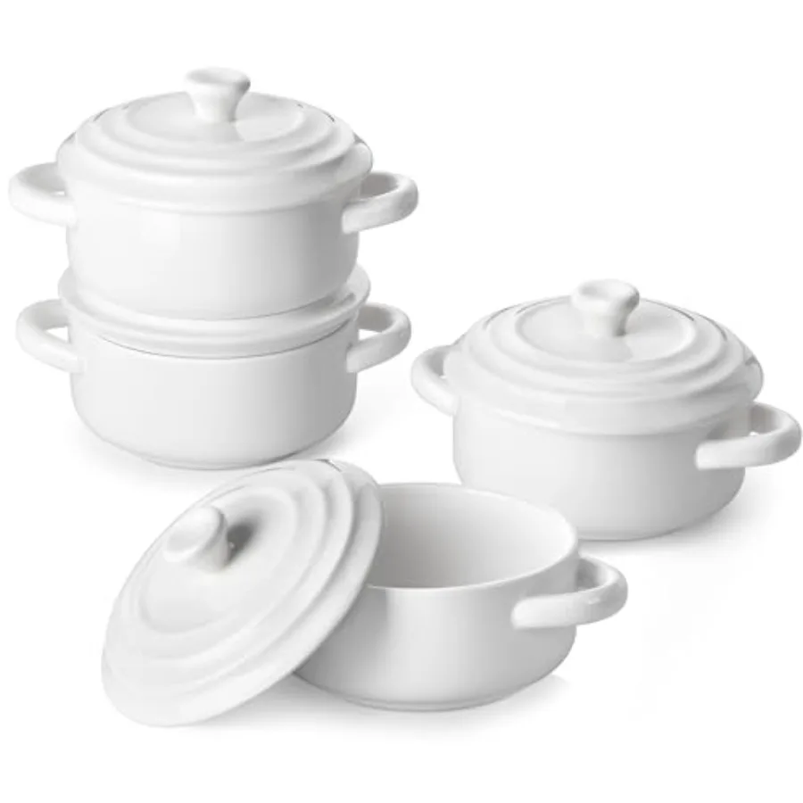 Mini Cocotte Set - 14 OZ Small Casserole Dishes with Lids and Handles, Ceramic Mini Dutch Oven Set of 4, Small Baking Ramekins
Mini Cocotte Set - 14 OZ Small Casserole Dishes with Lids and Handles, Ceramic Mini Dutch Oven Set of 4, Small Baking Ramekins