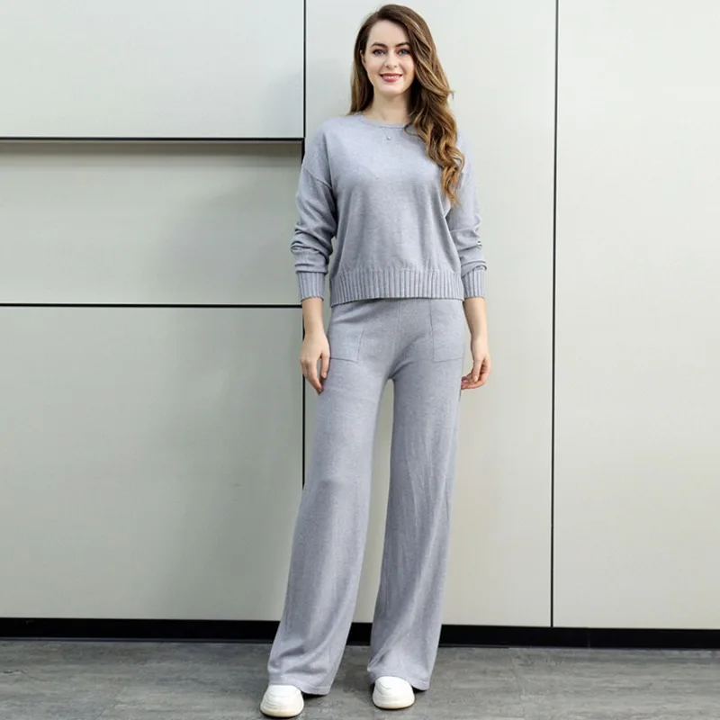 New Autumn Winter Fashion Knitted Pant Sets Women O-neck Long Sleeve Pullover Sweater + Wide Leg Pants Casual Women's Tracksuit
New Autumn Winter Fashion Knitted Pant Sets Women O-neck Long Sleeve Pullover Sweater + Wide Leg Pants Casual Women's Tracksuit
