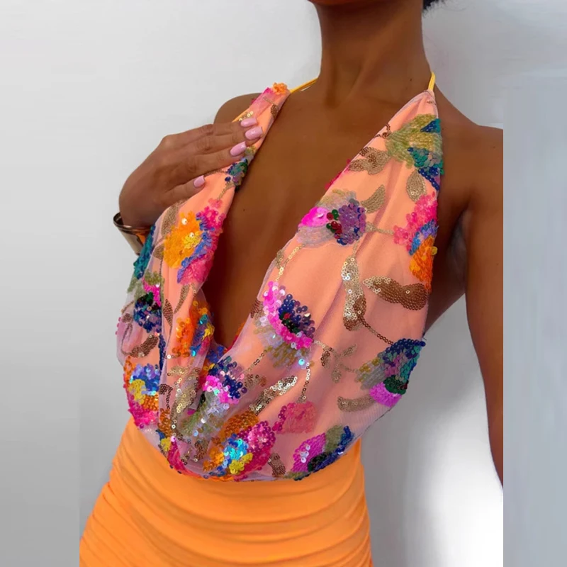 Sexy Swinging Collar Sequin Tank Top & Mini Skirt Outfit Casual Beach Vacation 2 Piece Set Women Sleeveless Backless Hollow Suit
Sexy Swinging Collar Sequin Tank Top & Mini Skirt Outfit Casual Beach Vacation 2 Piece Set Women Sleeveless Backless Hollow Suit
