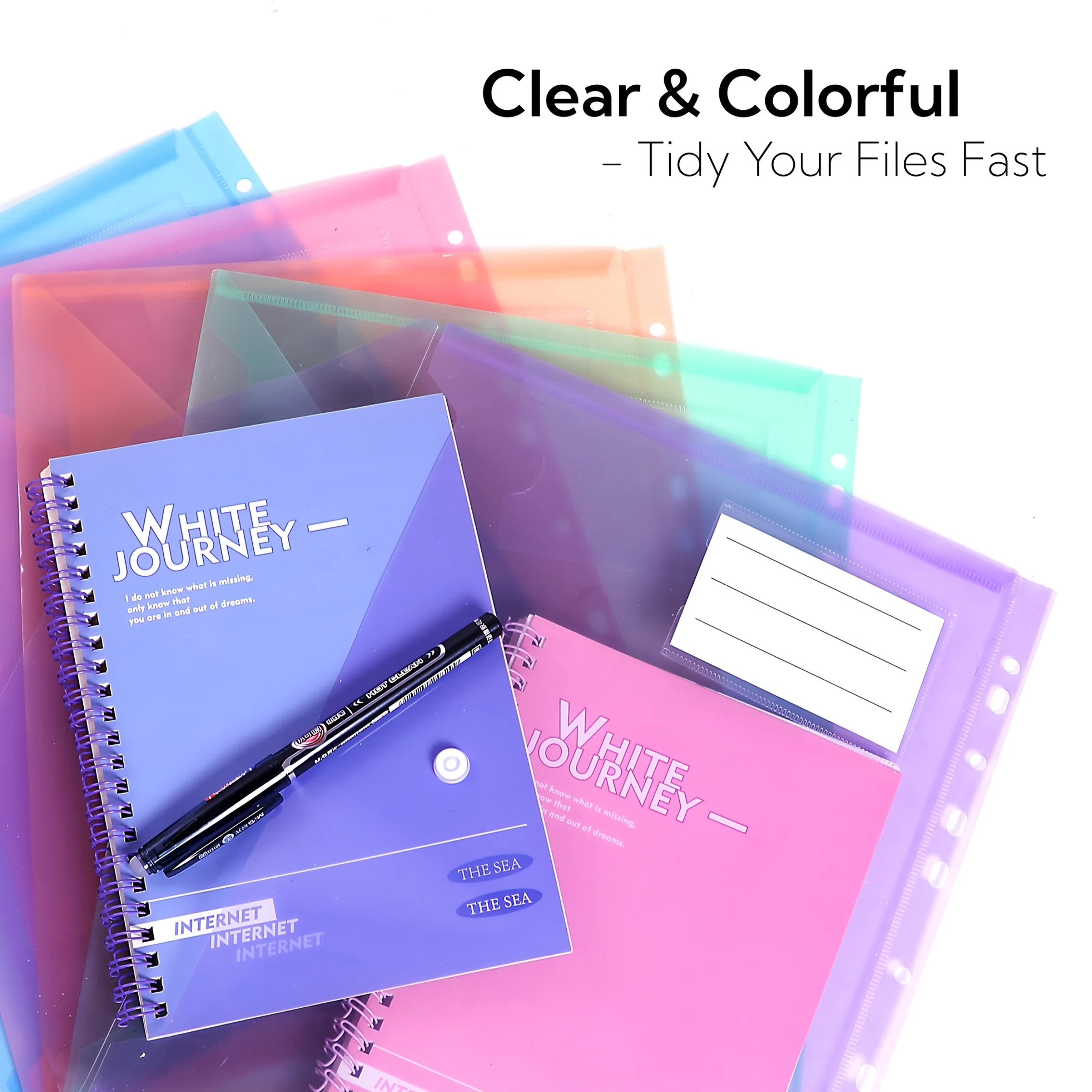 6/12pcs A4 File Pouch for 11-Ring Binders – Expandable Snap Closure, with Label Pocket, Heavy-Duty Plastic Material, for Office
6/12pcs A4 File Pouch for 11-Ring Binders – Expandable Snap Closure, with Label Pocket, Heavy-Duty Plastic Material, for Office