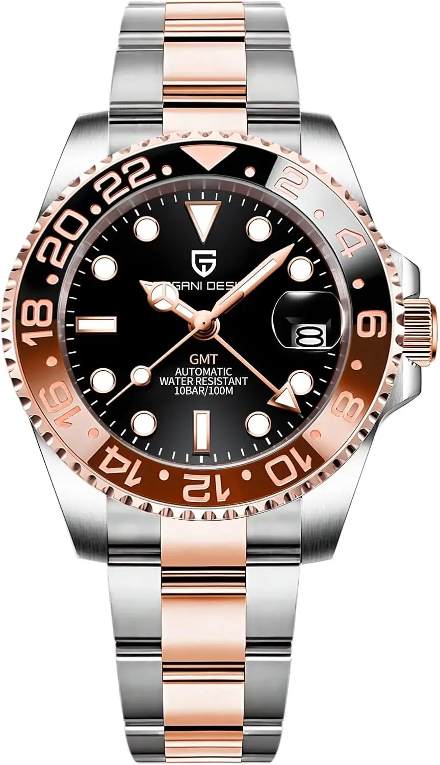 Men's GMT Automatic Stainless Steel Watch with Sapphire Glass - Fashion Mechanical Timepiece
Men's GMT Automatic Stainless Steel Watch with Sapphire Glass - Fashion Mechanical Timepiece