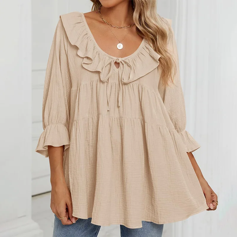 Summer Vintage Short Sleeve Shirt Tops Woman Casual Splicing Blouse Female V-Neck Solid Blusas Stylish Button Cuffs Chemise 2025
Summer Vintage Short Sleeve Shirt Tops Woman Casual Splicing Blouse Female V-Neck Solid Blusas Stylish Button Cuffs Chemise 2025