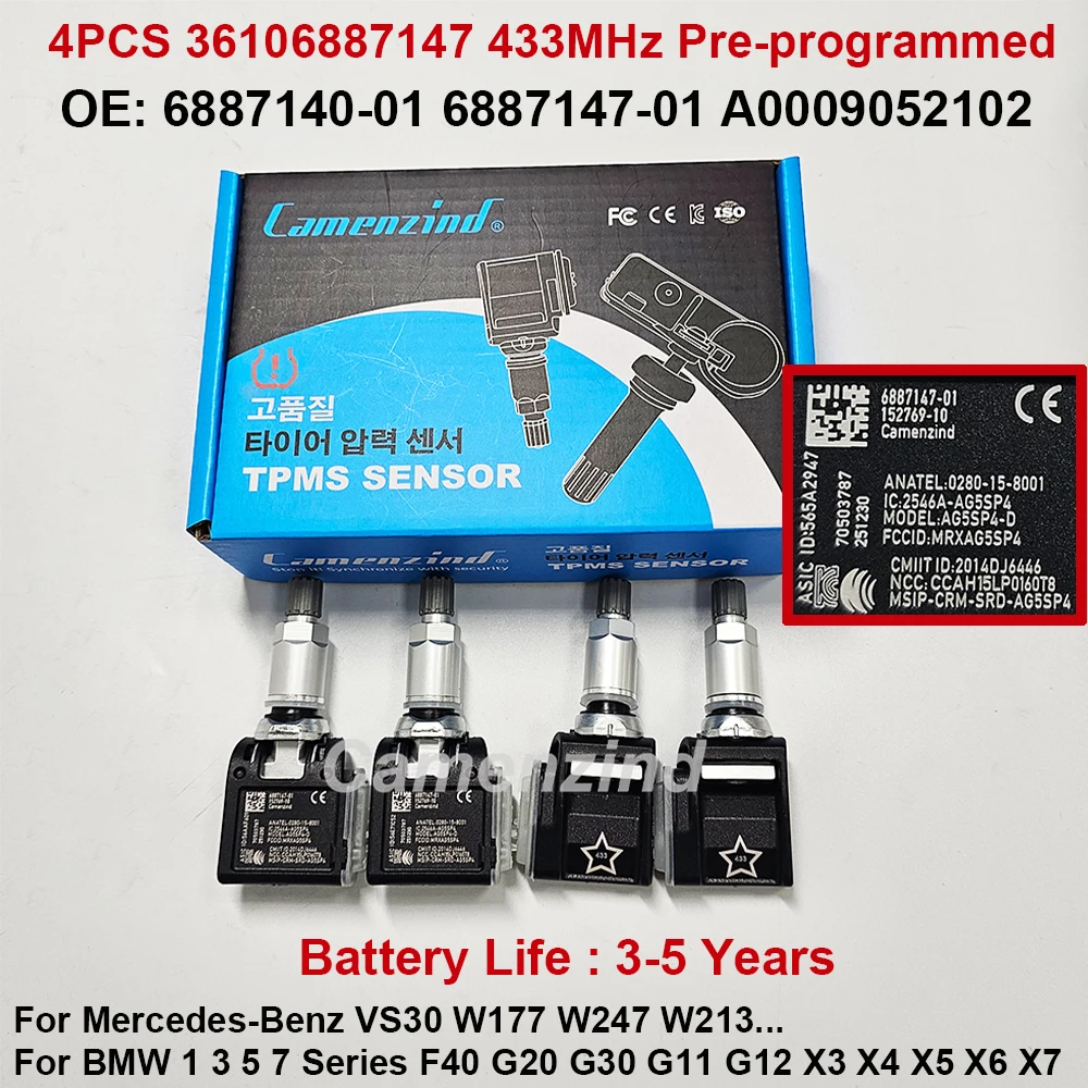 4 датчика TPMS 36106887147 A0009052102 433 МГц для Mercedes-Benz VS30 W177 W247 W213, BMW G30 G20 X3 X5 6887147-01 6887140-01 0009052102
4 датчика TPMS 36106887147 A0009052102 433 МГц для Mercedes-Benz VS30 W177 W247 W213, BMW G30 G20 X3 X5 6887147-01 6887140-01 0009052102