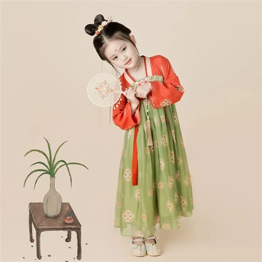 Vestido manga larga Hanfu para niña, traje Cosplay hada china tradición antigua, primavera y verano
Vestido manga larga Hanfu para niña, traje Cosplay hada china tradición antigua, primavera y verano