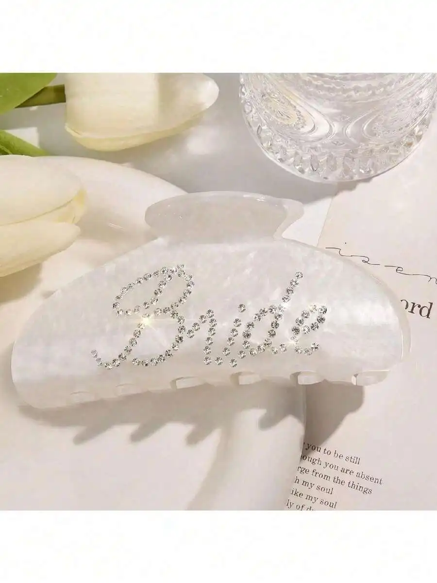 White Acrylic Rhinestone Bride Hair Claw Clip For Wedding Bridal Shower Party
White Acrylic Rhinestone Bride Hair Claw Clip For Wedding Bridal Shower Party