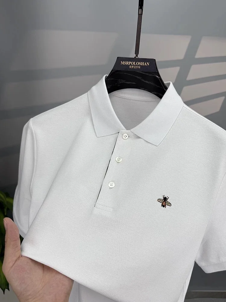 High end brand 100% cotton short sleeve polo shirt men's summer trend new embroidered bees golf casual breathable lapel T-shirt
High end brand 100% cotton short sleeve polo shirt men's summer trend new embroidered bees golf casual breathable lapel T-shirt