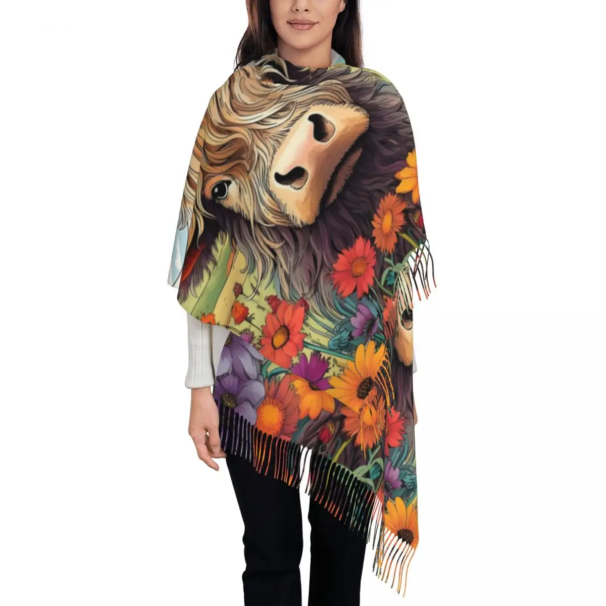 Custom Highland Cow And Flower Scarf Wrap Women Long Winter Fall Warm Tassel Shawl Unisex Scarves
Custom Highland Cow And Flower Scarf Wrap Women Long Winter Fall Warm Tassel Shawl Unisex Scarves