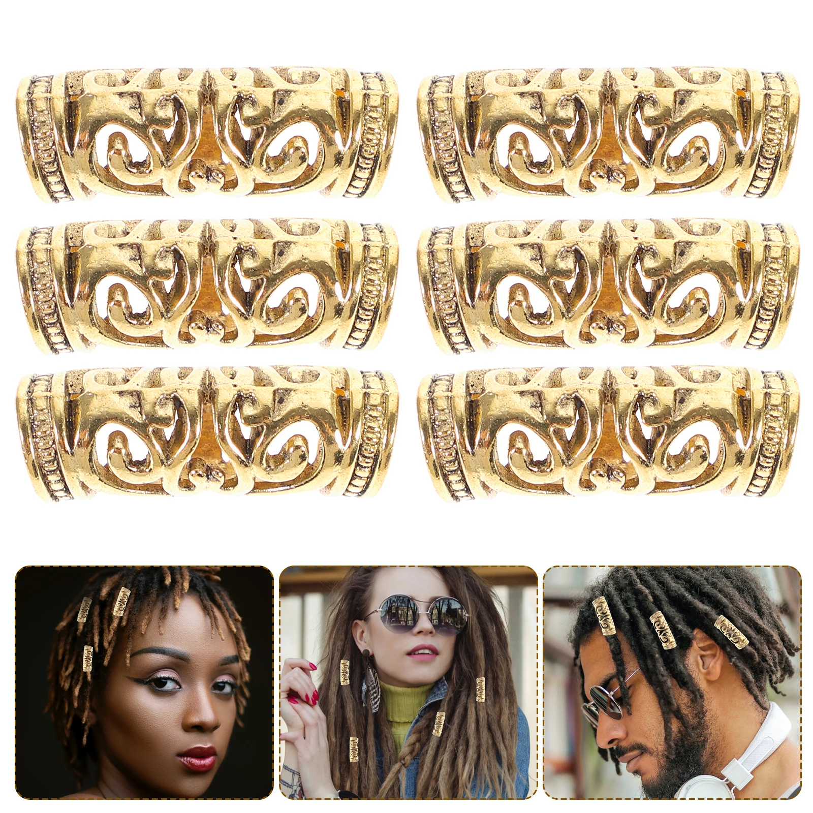 6pcs Gold Hair Accessories Dreadlock Rings Retro Headdress Cuffs Jewelry for Braiding Extensions Easy Use Party Wedding Prom
6pcs Gold Hair Accessories Dreadlock Rings Retro Headdress Cuffs Jewelry for Braiding Extensions Easy Use Party Wedding Prom