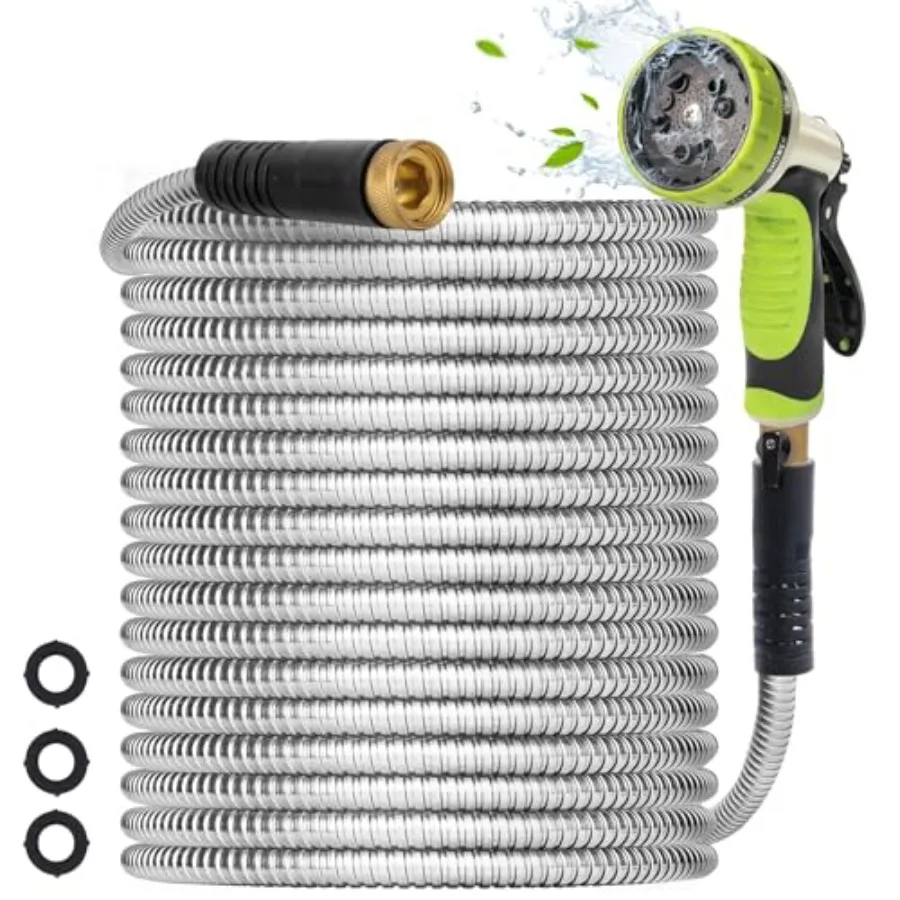 Metal Garden Hose 100Feet - Heavy Duty Stainless Steel Metal Water Hose With 10 Function Nozzle, Lightweight, No Kink, Durable
Metal Garden Hose 100Feet - Heavy Duty Stainless Steel Metal Water Hose With 10 Function Nozzle, Lightweight, No Kink, Durable