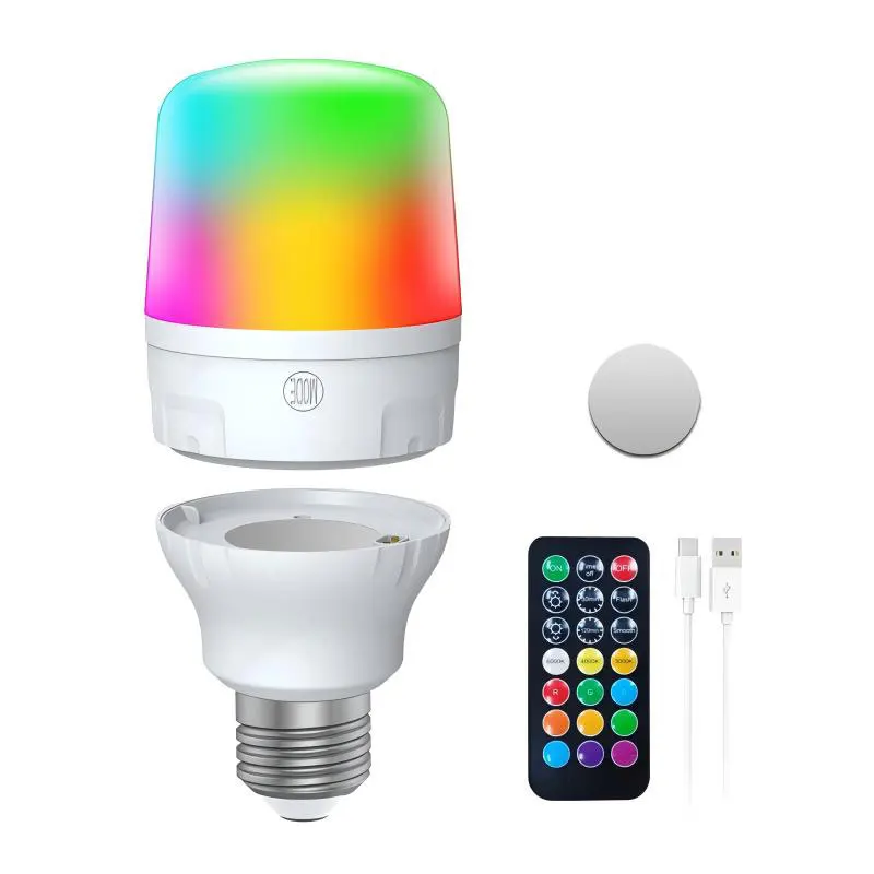 RGB E27 Light Emitting Diode USB Rechargeable Bulb 1600mAh Battery Powered Remote Control Intelligent Color Changing Magnetic Re
RGB E27 Light Emitting Diode USB Rechargeable Bulb 1600mAh Battery Powered Remote Control Intelligent Color Changing Magnetic Re