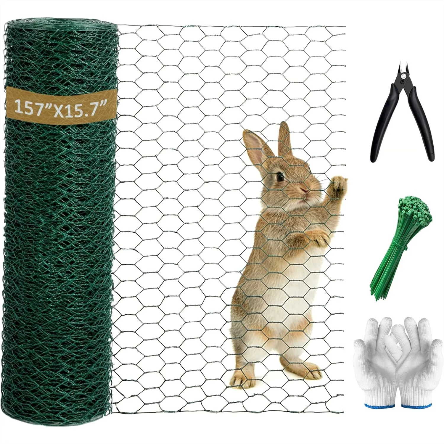 15.7x157 Inch Hexagonal Galvanized Chicken Wire Mesh For Floral Arrangements And Garden Fencing With Gloves Ties And Cutter
15.7x157 Inch Hexagonal Galvanized Chicken Wire Mesh For Floral Arrangements And Garden Fencing With Gloves Ties And Cutter
