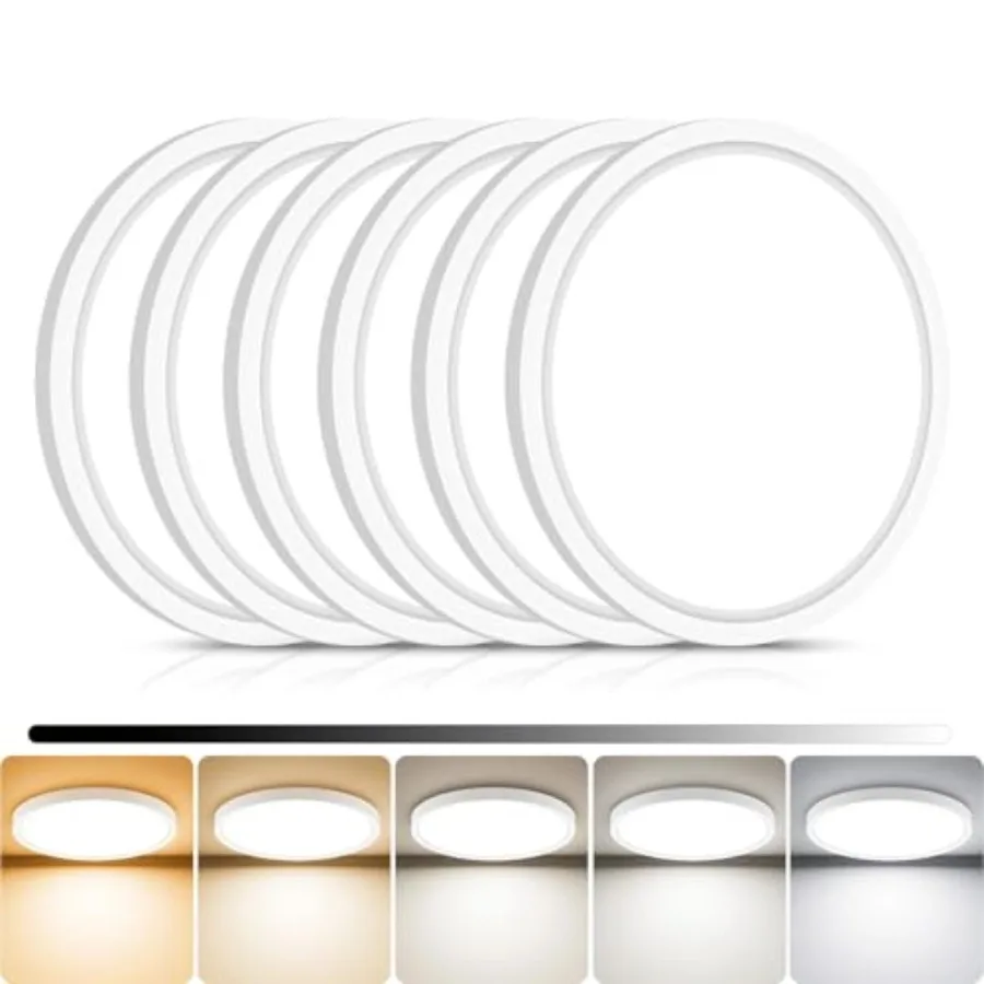 6Pack 7inch LED Flush Mount Ceiling Light Dimmable and 5Color Temperatures 3000K-6500K 15W Round Slim Light Fixture for Closet
6Pack 7inch LED Flush Mount Ceiling Light Dimmable and 5Color Temperatures 3000K-6500K 15W Round Slim Light Fixture for Closet