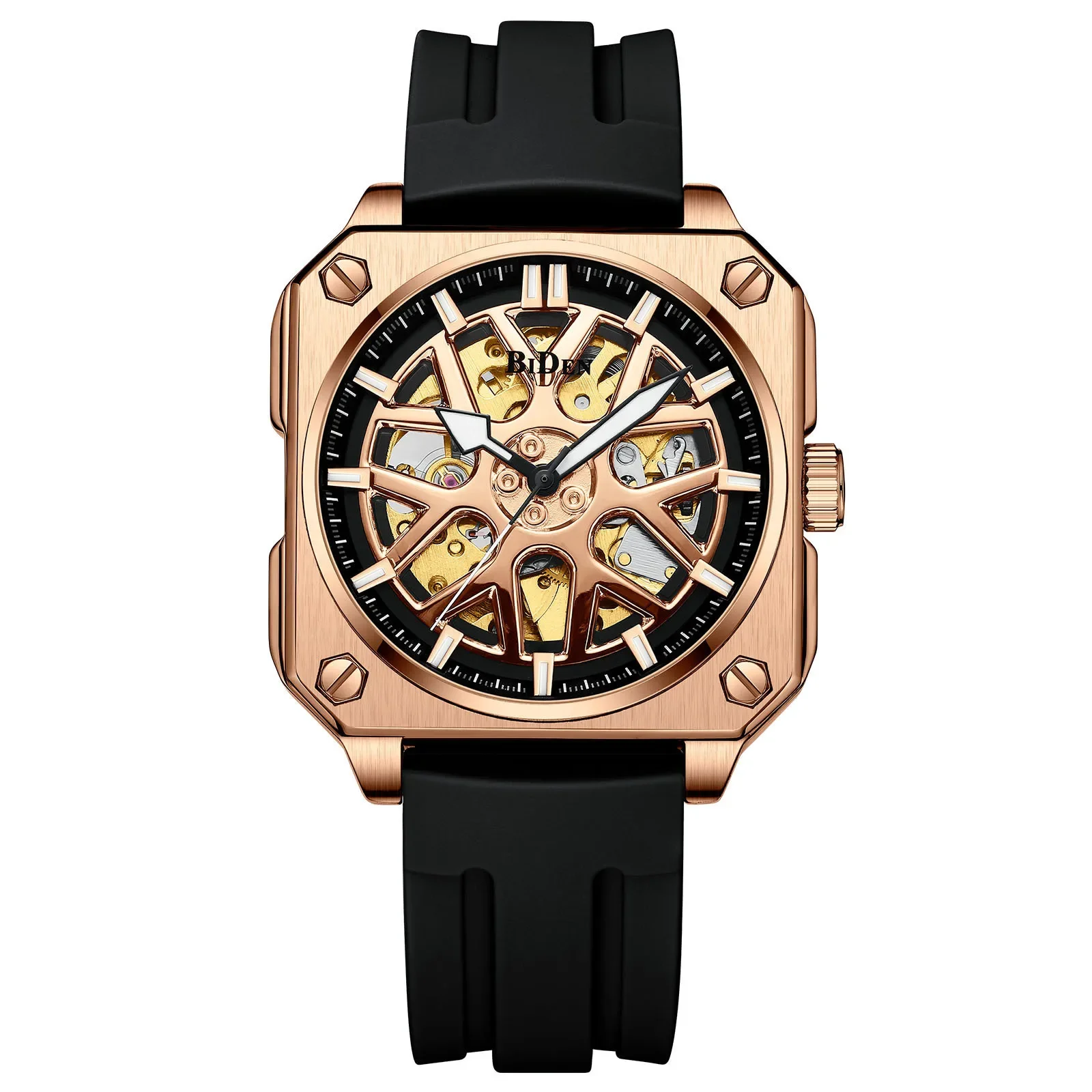 Men's Automatic Mechanical Watch Waterproof Hollow out Silicone Strap Square Dial Wristwatch
Men's Automatic Mechanical Watch Waterproof Hollow out Silicone Strap Square Dial Wristwatch