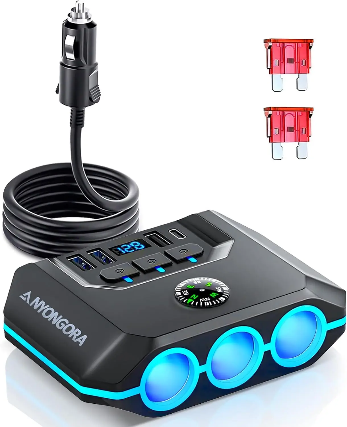 Автомобильное зарядное устройство 7-в-1 с 3 розетками, 4 USB-портами, LED-дисплеем и защитой от перегрузок для стабильного питания в автомобилях
Автомобильное зарядное устройство 7-в-1 с 3 розетками, 4 USB-портами, LED-дисплеем и защитой от перегрузок для стабильного питания в автомобилях