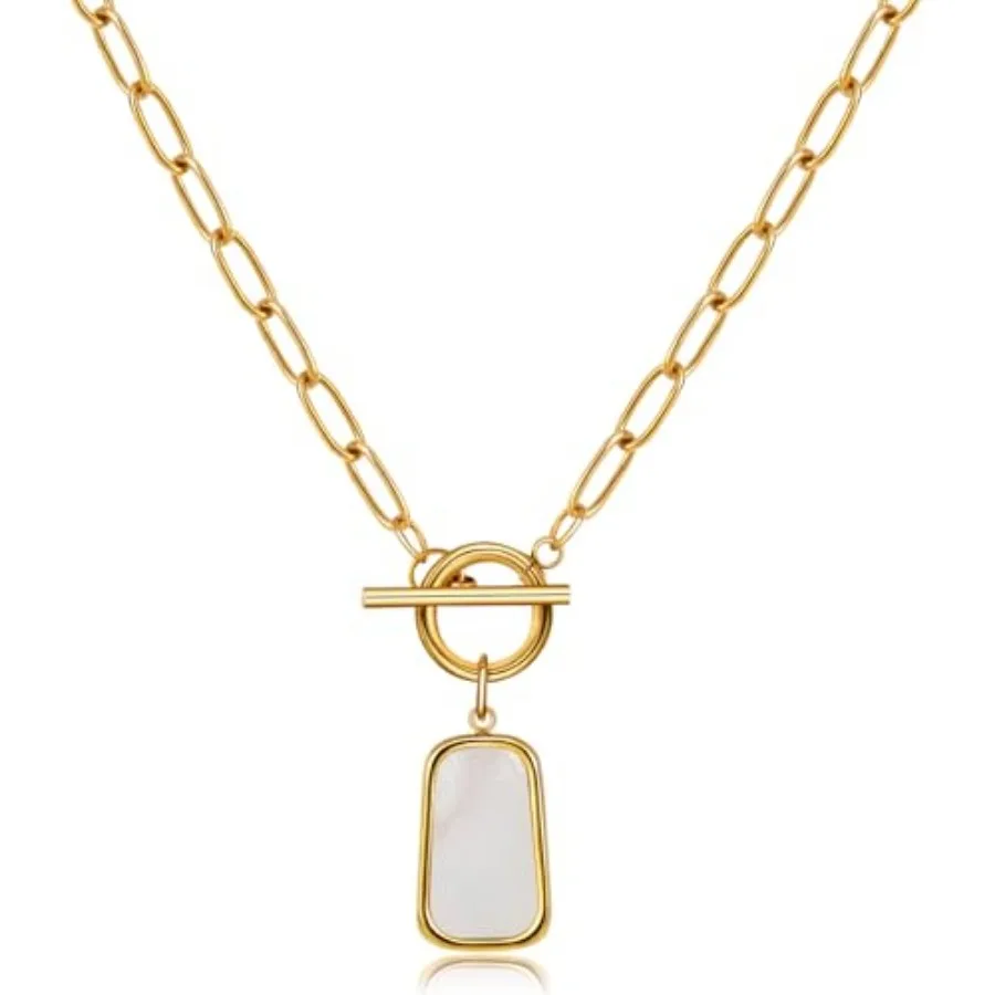 Natural White Sea Shell OT Clasp Long Plate Pendant Necklace For Women Trendy Elegant in Color and Luster Titanium Steel Electr
Natural White Sea Shell OT Clasp Long Plate Pendant Necklace For Women Trendy Elegant in Color and Luster Titanium Steel Electr