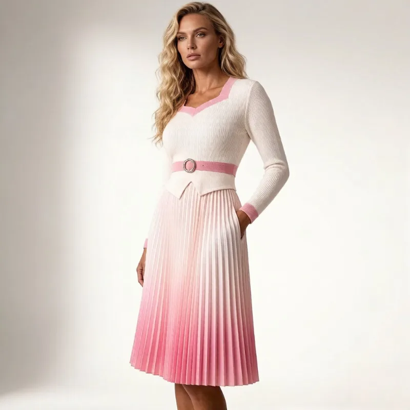 Miyake Pleated Gradient Dresses 2026 New Elegant Plus Size Women's Fake Two-Piece Miyake Gradient Print Slimming Pleats Dress
Miyake Pleated Gradient Dresses 2026 New Elegant Plus Size Women's Fake Two-Piece Miyake Gradient Print Slimming Pleats Dress