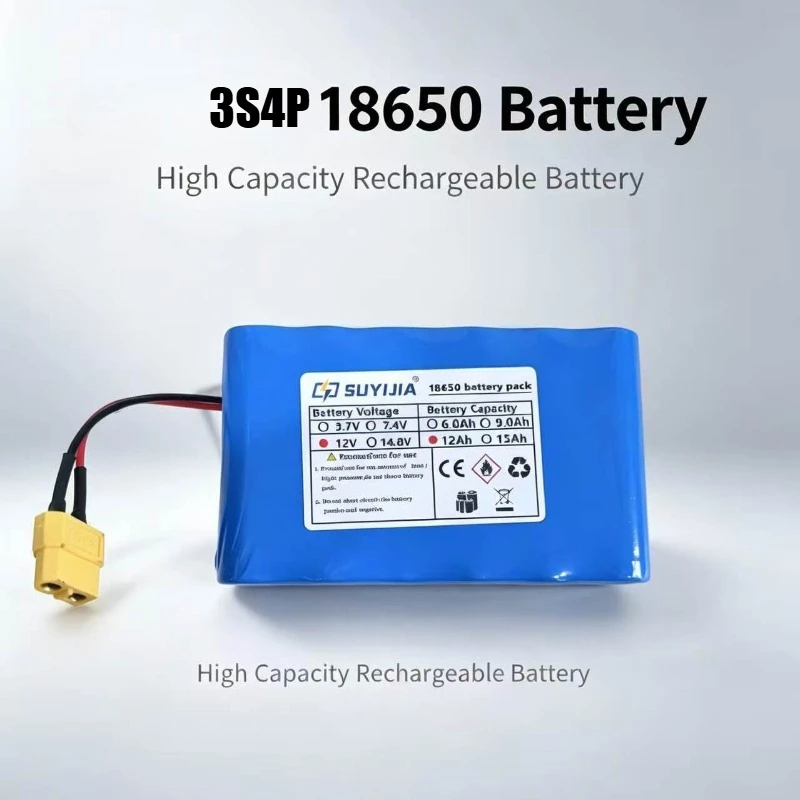 18650 12V 12Ah 3S4P Rechargeable Lithium Battery Pack Suitable for Portable Projectors, Electronic Toy Guns, Fishing Lights
18650 12V 12Ah 3S4P Rechargeable Lithium Battery Pack Suitable for Portable Projectors, Electronic Toy Guns, Fishing Lights