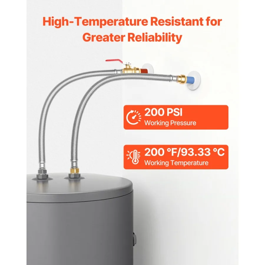 Water Heater Kit Push-Fit Valve Flexible Connector 3/4 FIP x 1/2 PTC Ball Valve Stainless Steel Braided for Bathroom Kitchen La
Water Heater Kit Push-Fit Valve Flexible Connector 3/4 FIP x 1/2 PTC Ball Valve Stainless Steel Braided for Bathroom Kitchen La