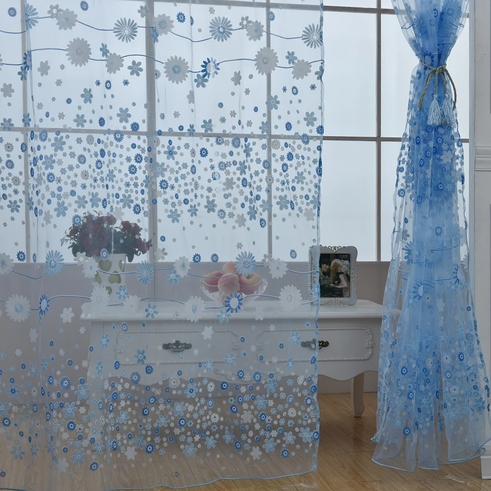 Elegant Voile Curtains Transparent Sheer Window Tulle Blackout Panels Sky Blue Plant Home Furnishing Bedroom Living Room Decor
Elegant Voile Curtains Transparent Sheer Window Tulle Blackout Panels Sky Blue Plant Home Furnishing Bedroom Living Room Decor
