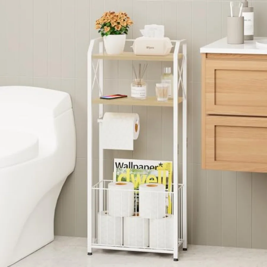 Freestanding Toilet Paper Holder - 4-Tier Bathroom Tissue Organizer with Wood Shelves and Basket, Toilet Paper Holder Stand for
Freestanding Toilet Paper Holder - 4-Tier Bathroom Tissue Organizer with Wood Shelves and Basket, Toilet Paper Holder Stand for