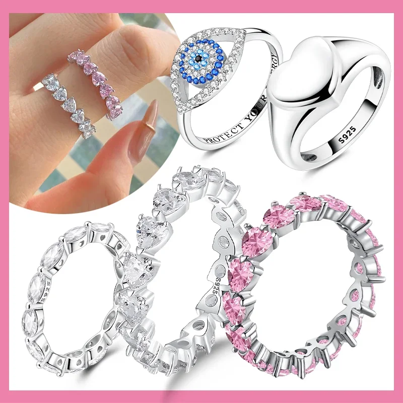 925 Sterling Silver Infinity Love Pink Heart Shiny Cubic Zircon Original Design Rings for Women Jewelry Gift Can Party Matching
925 Sterling Silver Infinity Love Pink Heart Shiny Cubic Zircon Original Design Rings for Women Jewelry Gift Can Party Matching