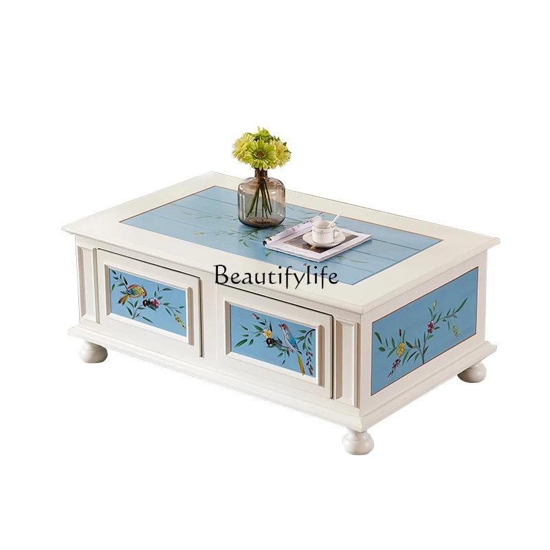*American rural coffee table pastoral painted square living room coffee table European multi-function
*American rural coffee table pastoral painted square living room coffee table European multi-function