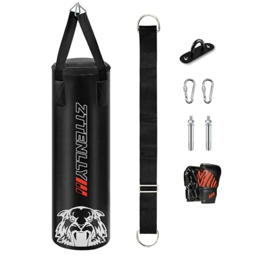 Punching Bag with Gloves - PU Leather Black Gray - Adjustable Height Strap for 3-8-14 Years Ideal for Boxing MMA Kickboxing Tra
Punching Bag with Gloves - PU Leather Black Gray - Adjustable Height Strap for 3-8-14 Years Ideal for Boxing MMA Kickboxing Tra