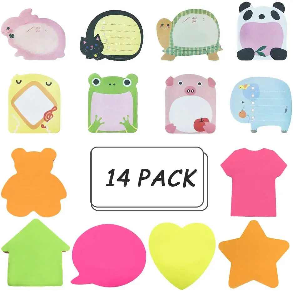 Cute Shaped Sticky Notes - 14 Pads Animal Design for Fun Reminders, Bookmarks, and Decoration
Cute Shaped Sticky Notes - 14 Pads Animal Design for Fun Reminders, Bookmarks, and Decoration
