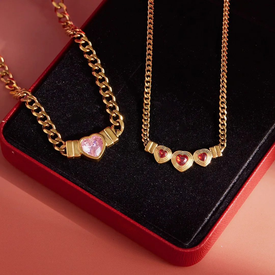 Women Heart Zircon Pendant Necklace 18K Gold Plated Stainless Steel Minimal Delicate Anti Fading Pink Red Valentines Party Gift
Women Heart Zircon Pendant Necklace 18K Gold Plated Stainless Steel Minimal Delicate Anti Fading Pink Red Valentines Party Gift