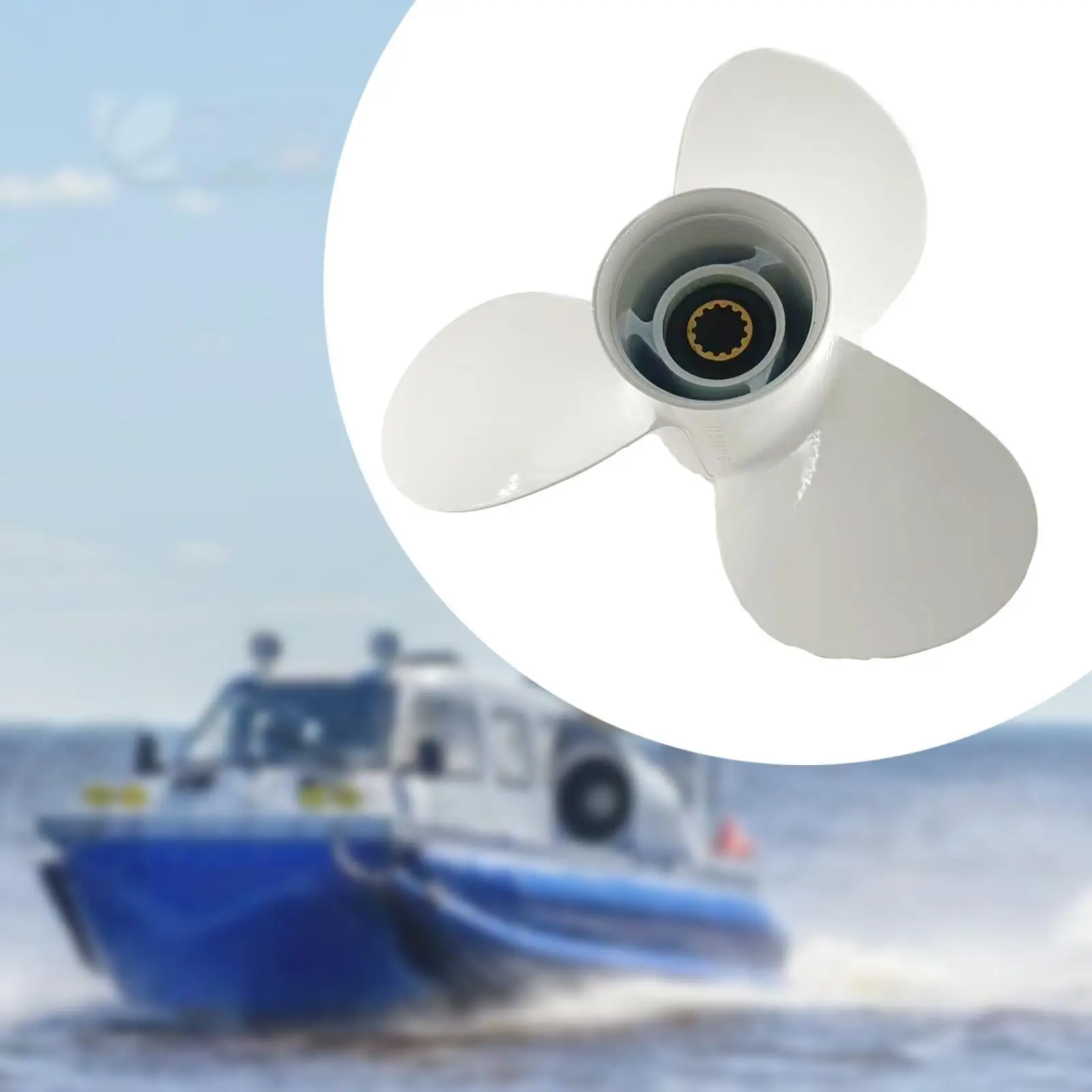 Boat Propeller Replacement High Performance Repair Part Aluminum Alloy White 11 5/8x11-g Outboard Propeller for 40-50HP
Boat Propeller Replacement High Performance Repair Part Aluminum Alloy White 11 5/8x11-g Outboard Propeller for 40-50HP