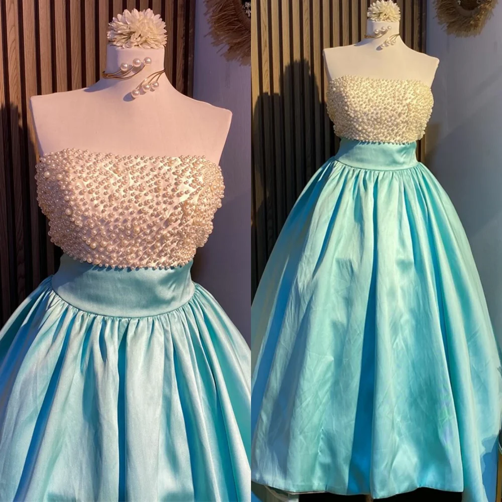 Customized Temperament Satin Evening Dress Exquisite Strapless Homecoming Dresses Delicate Pearls Bespoke Occasion Gowns
Customized Temperament Satin Evening Dress Exquisite Strapless Homecoming Dresses Delicate Pearls Bespoke Occasion Gowns