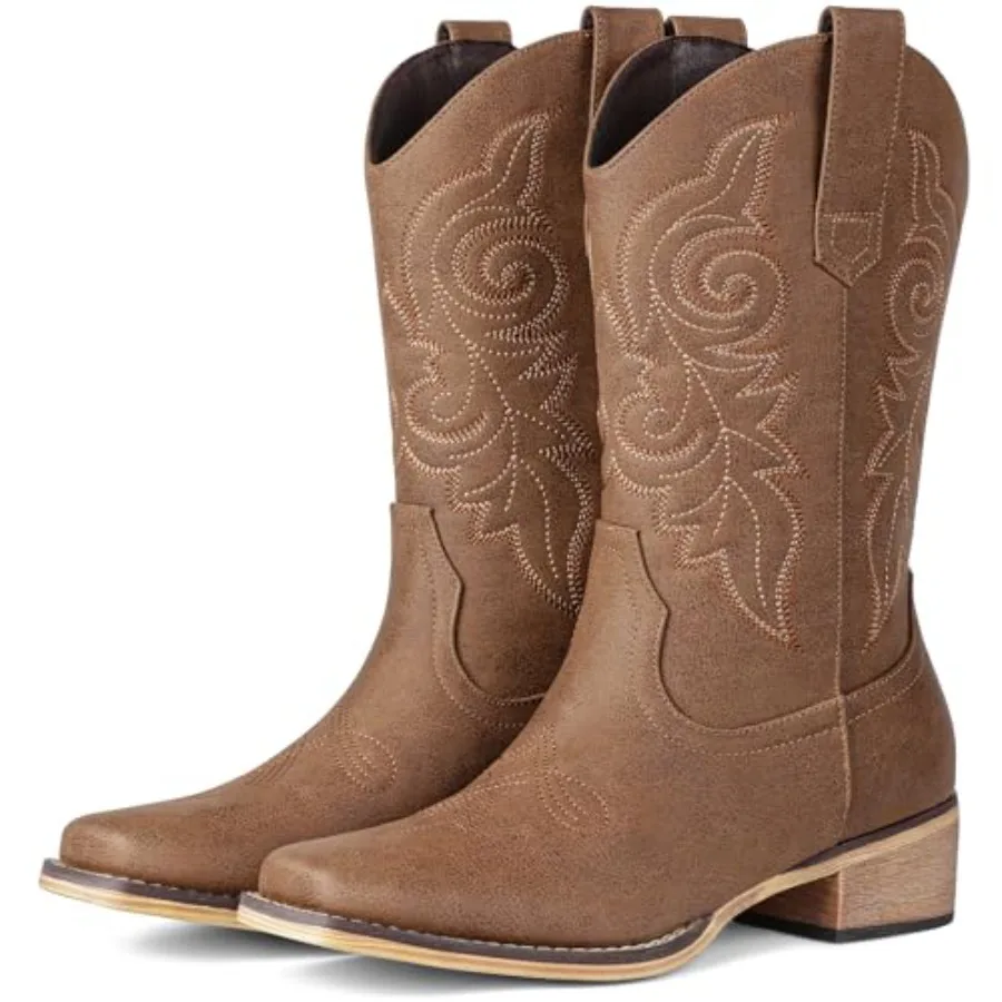 Pasuot Western Cowboy Boots for Women - Square Toe Mid Calf Cowgirl Boots, Low Chunky Heel Country Boot with Classic Retro Embr
Pasuot Western Cowboy Boots for Women - Square Toe Mid Calf Cowgirl Boots, Low Chunky Heel Country Boot with Classic Retro Embr